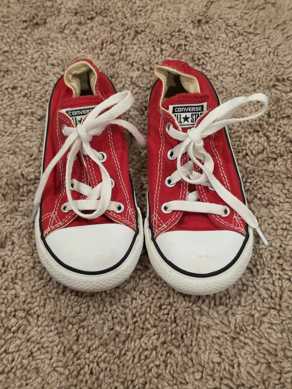 Converse Kids Red Low-Top Canvas Sneakers with White Accents